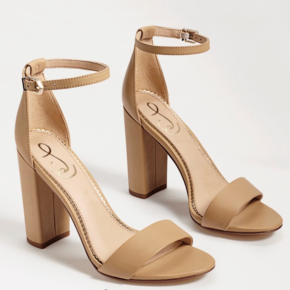 Sam Edelman Yaro Heeled Sandal Nude Leather Size 8
